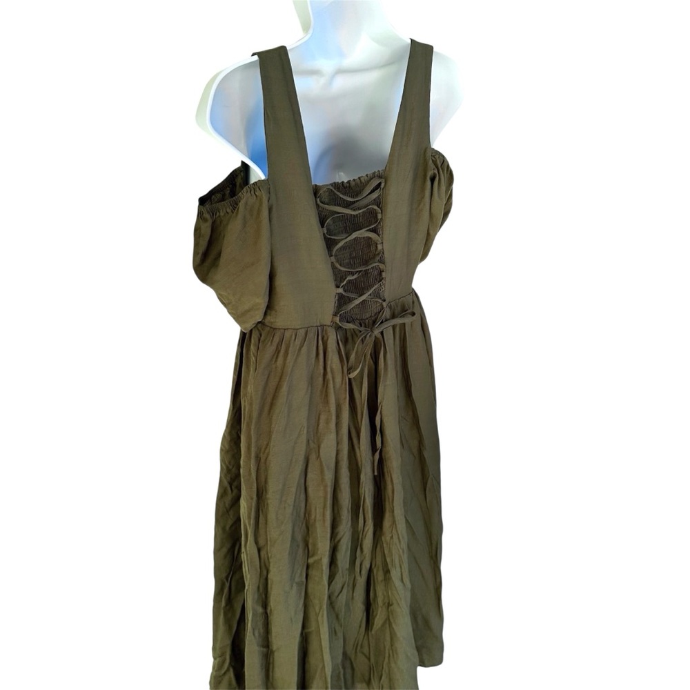 Scarlet Darkness Cold Shoulder Olive Green Maxi Dress - Picture 10 of 12